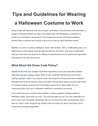 Guidelines for Wearing a Halloween Costume