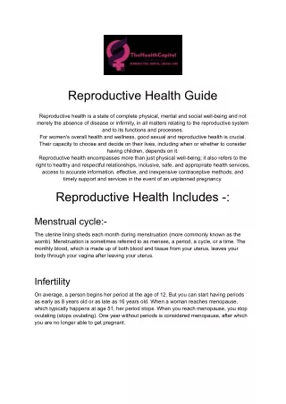 The Health Capital - Reproductive Health