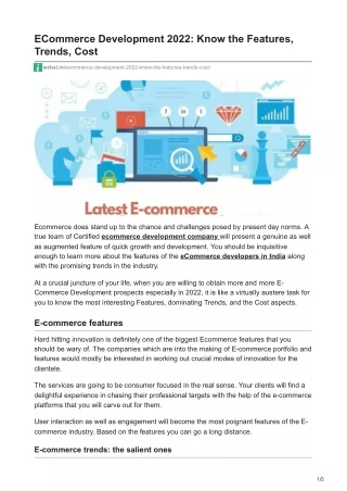 ECommerce Development 2022 Know the Features Trends Cost