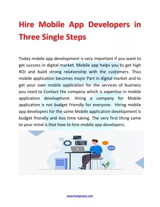 Hire Mobile App Developers in Three Single Steps