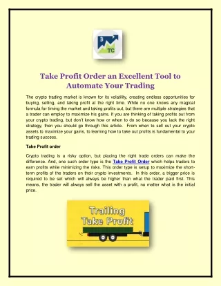 take profit order an excellent tool to automate