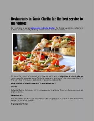 Restaurants in Santa Clarita for the best service to the visitors