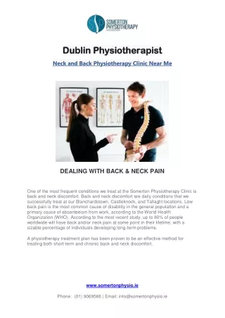 Dublin Physiotherapist: Neck and Back Physiotherapy Clinic Near Me