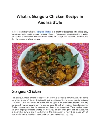 What is Gongura Chicken Recipe in Andhra Style