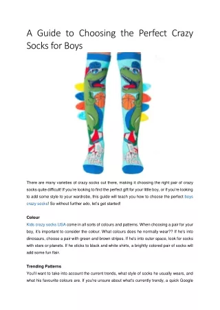 A Guide to Choosing the Perfect Crazy Socks for Boys