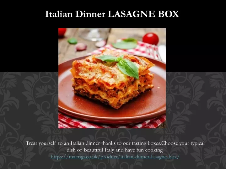 italian dinner lasagne box