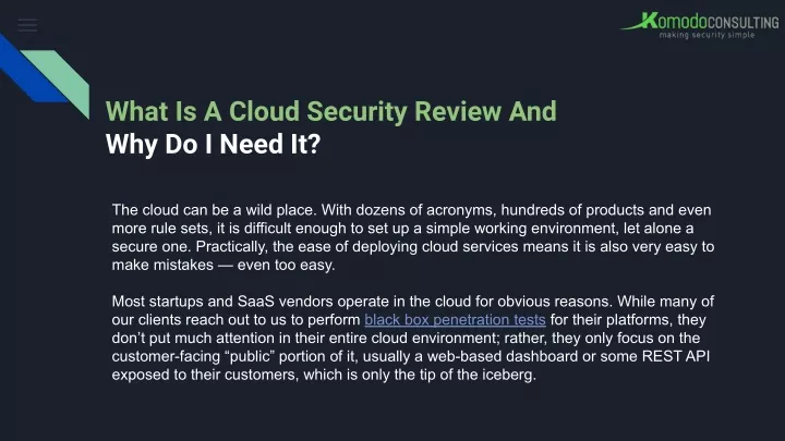 what is a cloud security review and why do i need