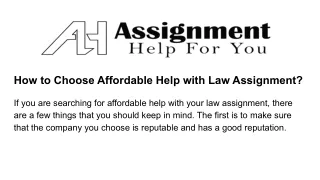 how to choose affordable help with law assignment