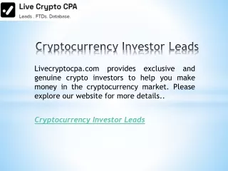 Cryptocurrency Investor Leads  Livecryptocpa.com