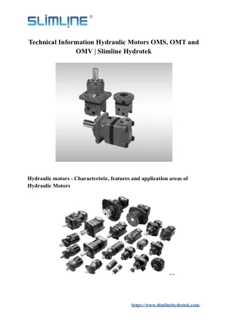 Technical Information Hydraulic Motors OMS, OMT and OMV | Slimline Hydrotek