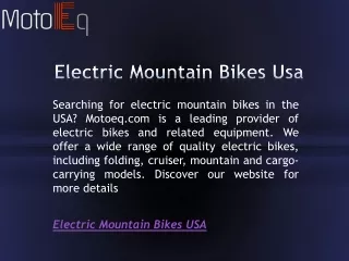 Electric Mountain Bikes Usa  Motoeq.com