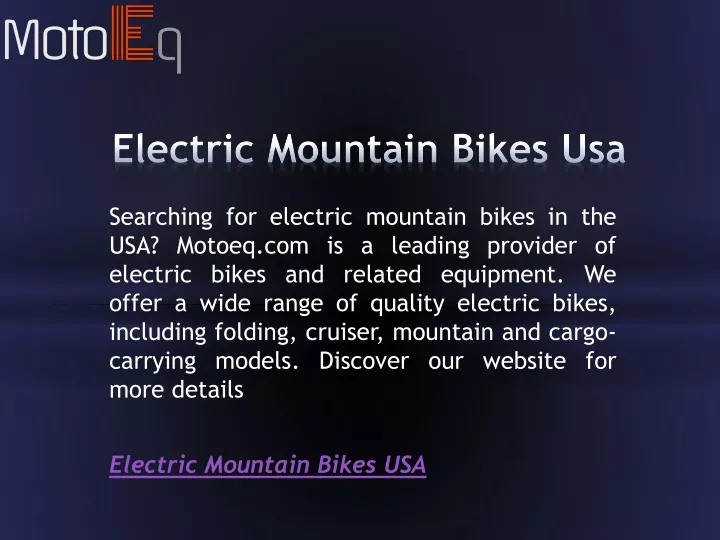 electric mountain bikes usa