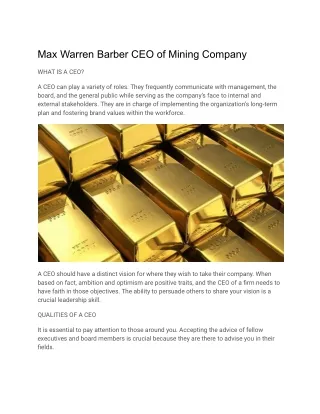 max warren barber ceo of mining company