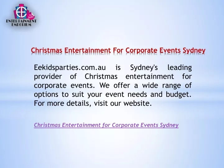 christmas entertainment for corporate events sydney