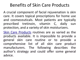 benefits of skin care products