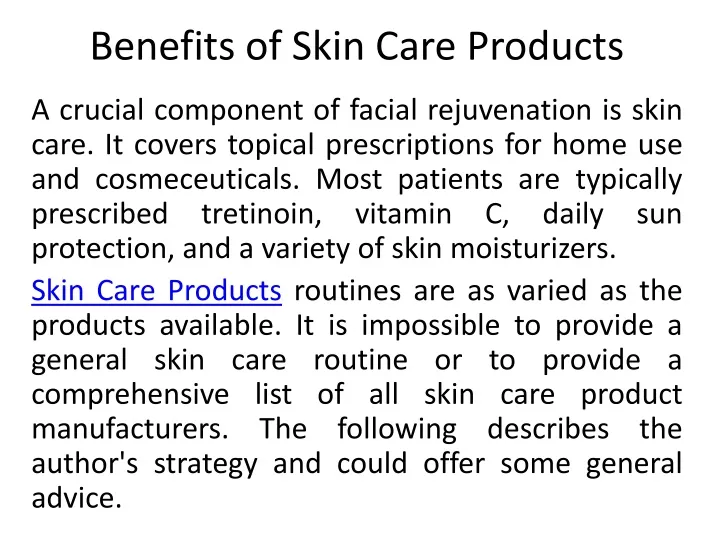 literature review of skin care products