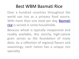 best wbm basmati rice