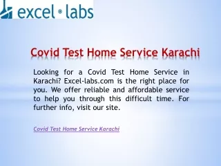 Covid Test Home Service Karachi  Excel-labs.com