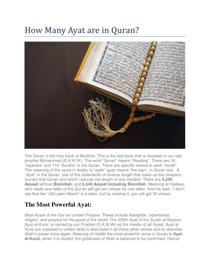 how many ayat are in quran