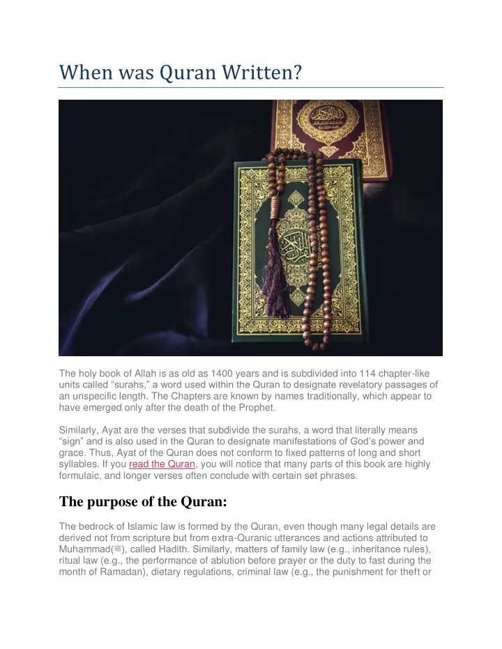 when was quran written