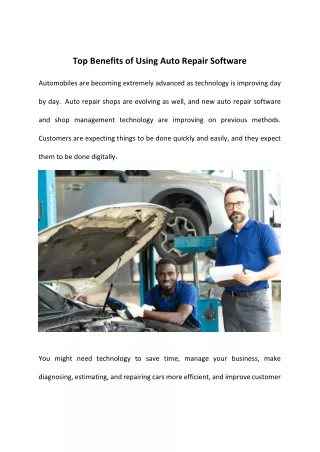Top Benefits of Using Auto Repair Software