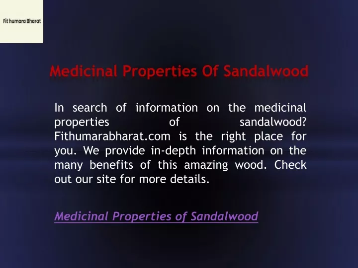 medicinal properties of sandalwood