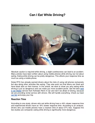 can i eat while driving