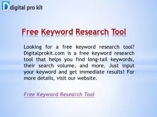 Free Keyword Research Tool  Digitalprokit.com