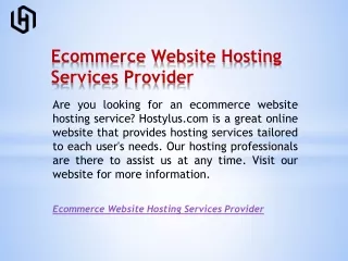 ecommerce website hosting services provider