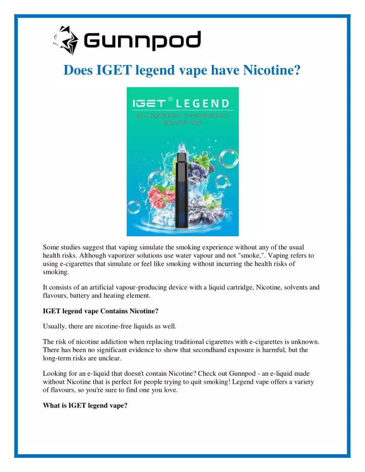 does iget legend vape have nicotine