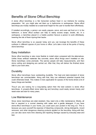 benefits of stone offcut benchtop