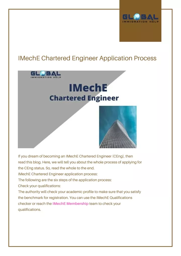 imeche chartered engineer application process