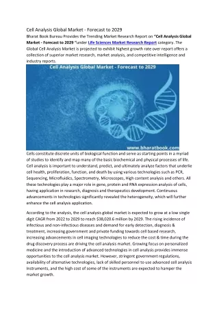 cell analysis global market forecast to 2029
