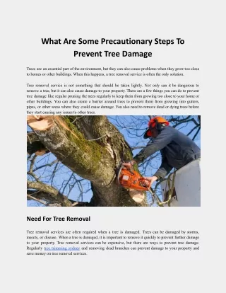 what are some precautionary steps to prevent tree