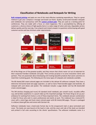 classification of notebooks and notepads