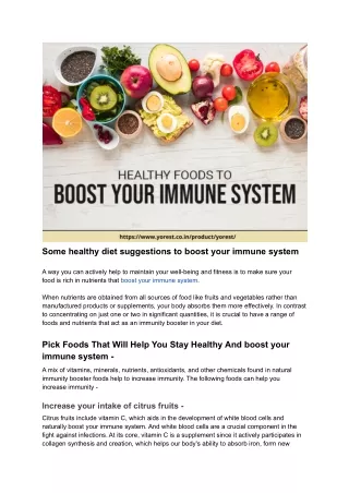 Some healthy diet suggestions to boost your immune system