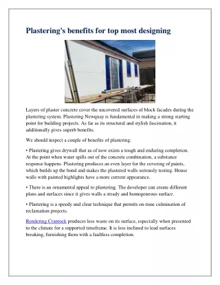 plastering s benefits for top most designing