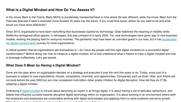 what is a digital mindset and how do you assess