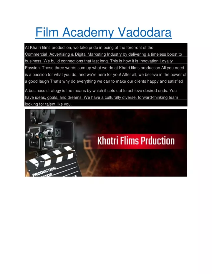 film academy vadodara