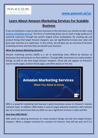 Learn About Amazon Marketing Services For Scalable Business