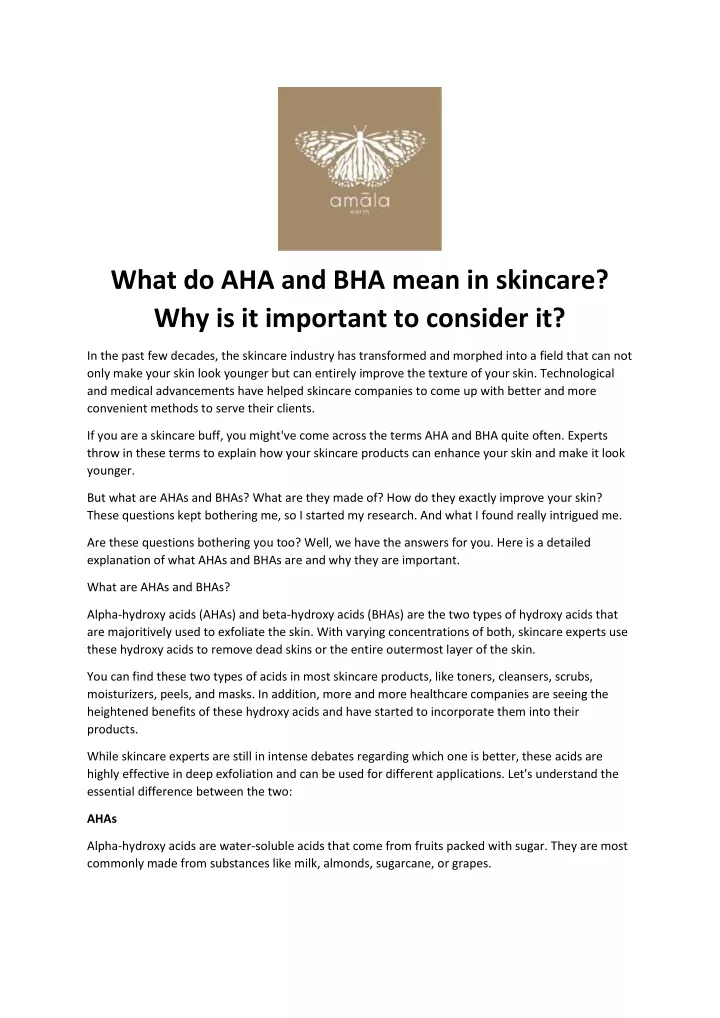 what do aha and bha mean in skincare