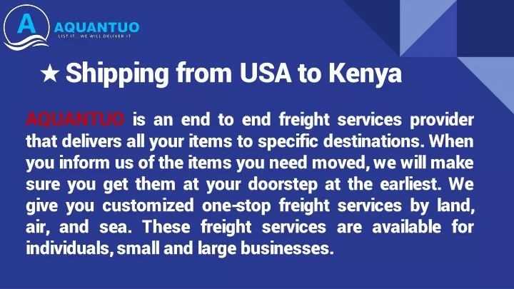 shipping from usa to kenya