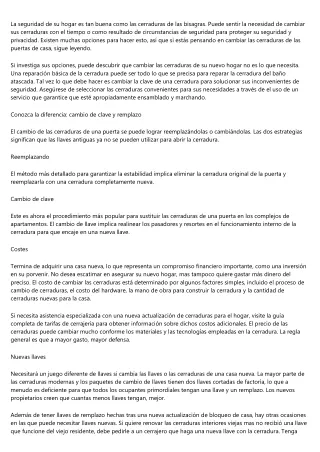 Cambiar las cerraduras: indispensable al mudarse a una nueva casa