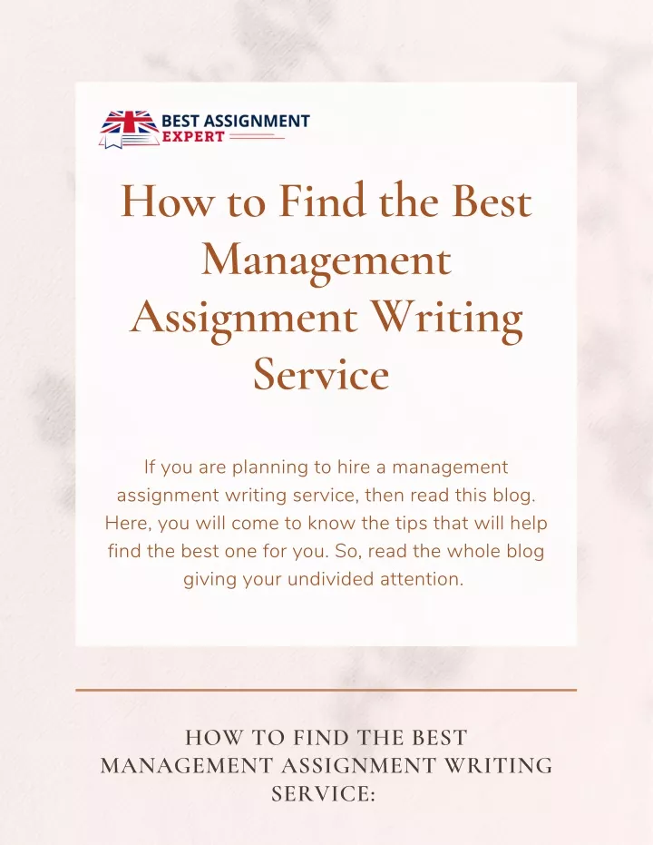 how to find the best management assignment