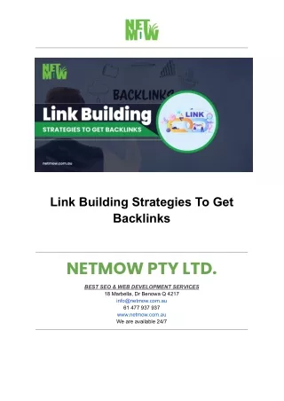 Link Building Strategies To Get Backlinks