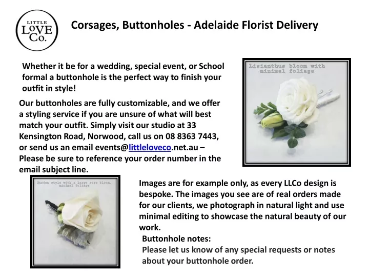 corsages buttonholes adelaide florist delivery
