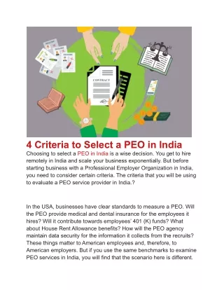 4 Criteria to Select a PEO in India