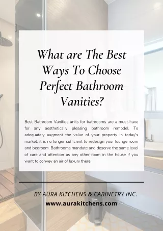 What are The Best Ways To Choose Perfect Bathroom Vanities
