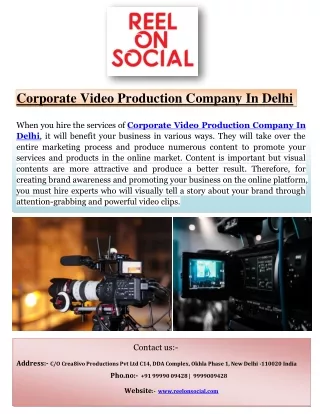 Corporate Video Production Company In Delhi