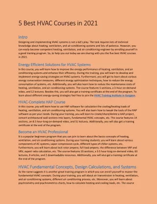 5 best hvac courses in 2021